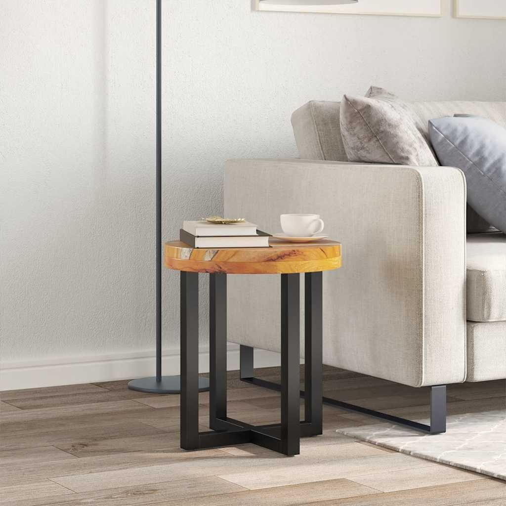 Table basse 40×45 cm Bois de teck massif et polyrésine