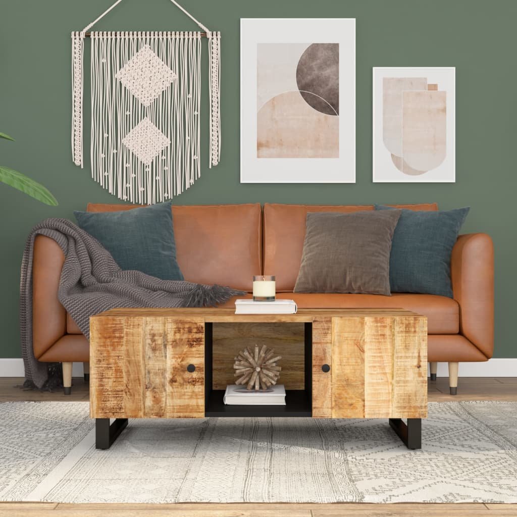 Table basse 100x54x40cm bois de manguier solide et d&rsquo;ingénierie